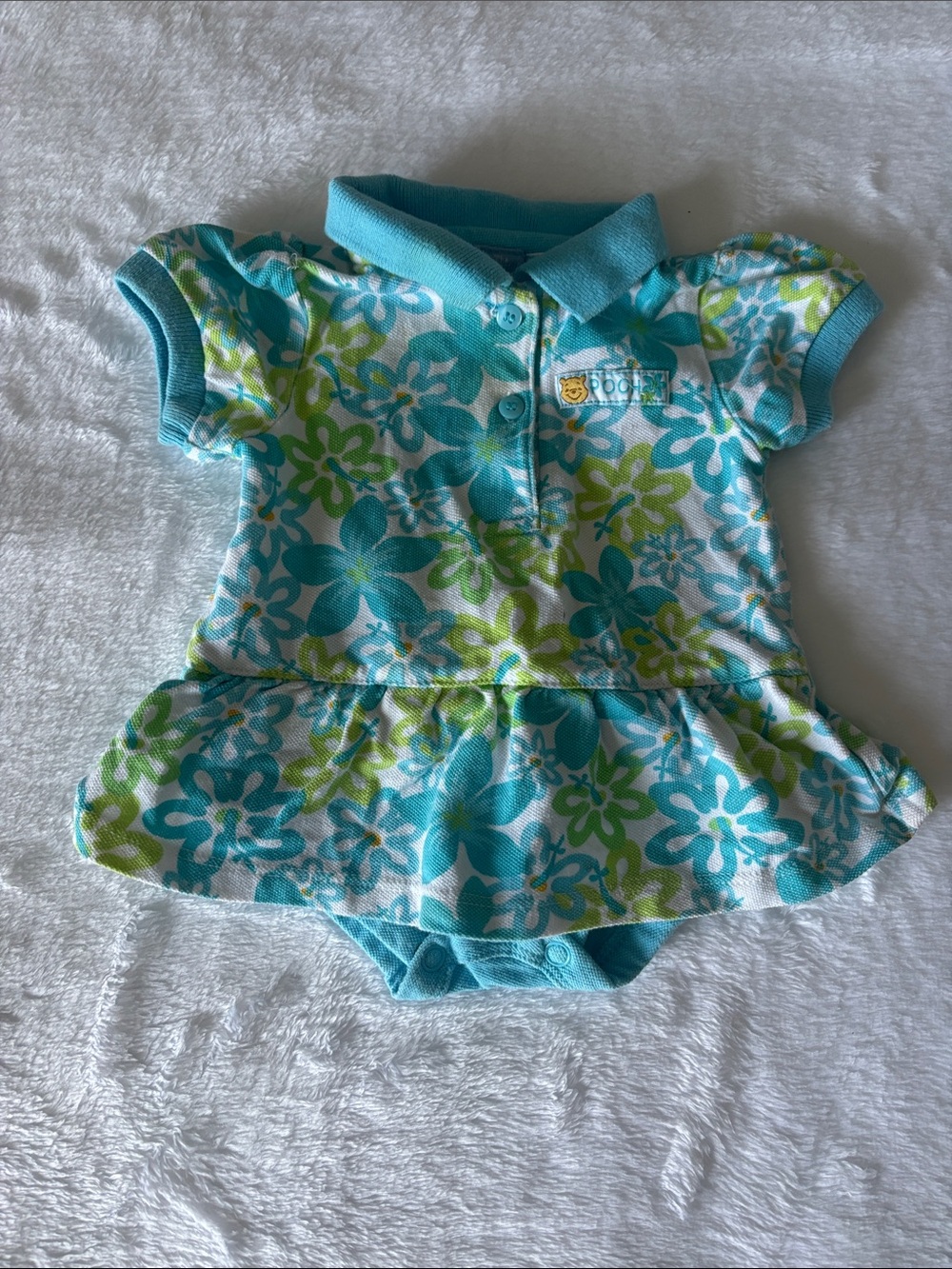 Vintage Winnie The Pooh Baby Girl Onesie with Built in Bloomers